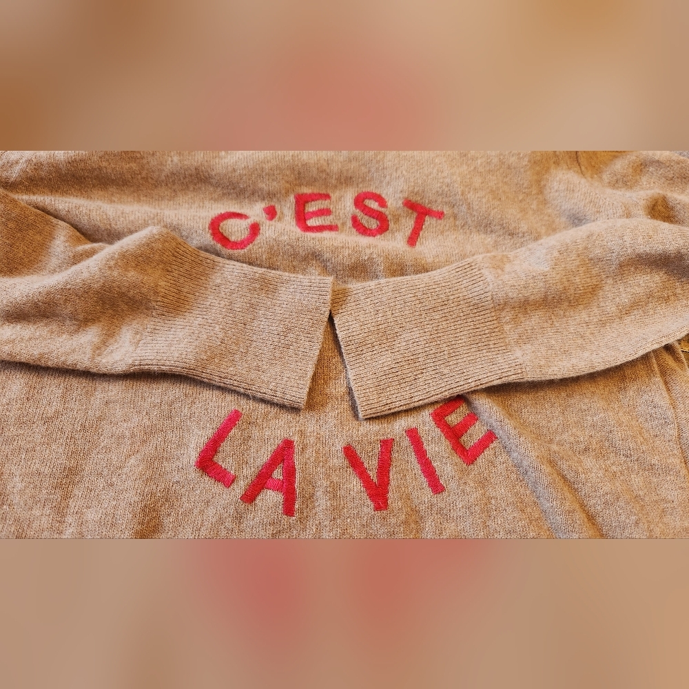 Banana Republic C'EST LA VIE Camel Slub Knit Italian Wool Crewneck Sweater XS - Picture 7 of 9